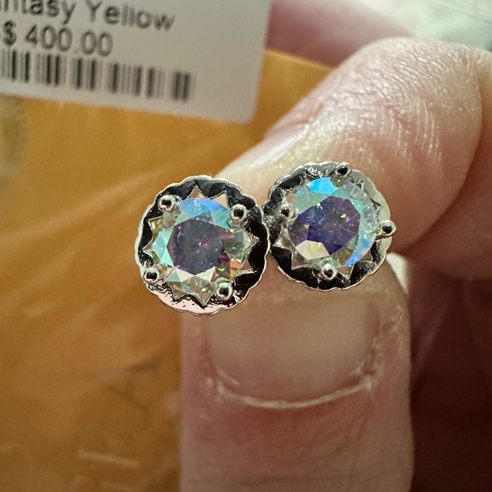 GRA certified fantasy, yellow moissanite studs